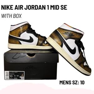 Mens Air Jordan Retro 1 Mid SE Orange Wear Away Size 10